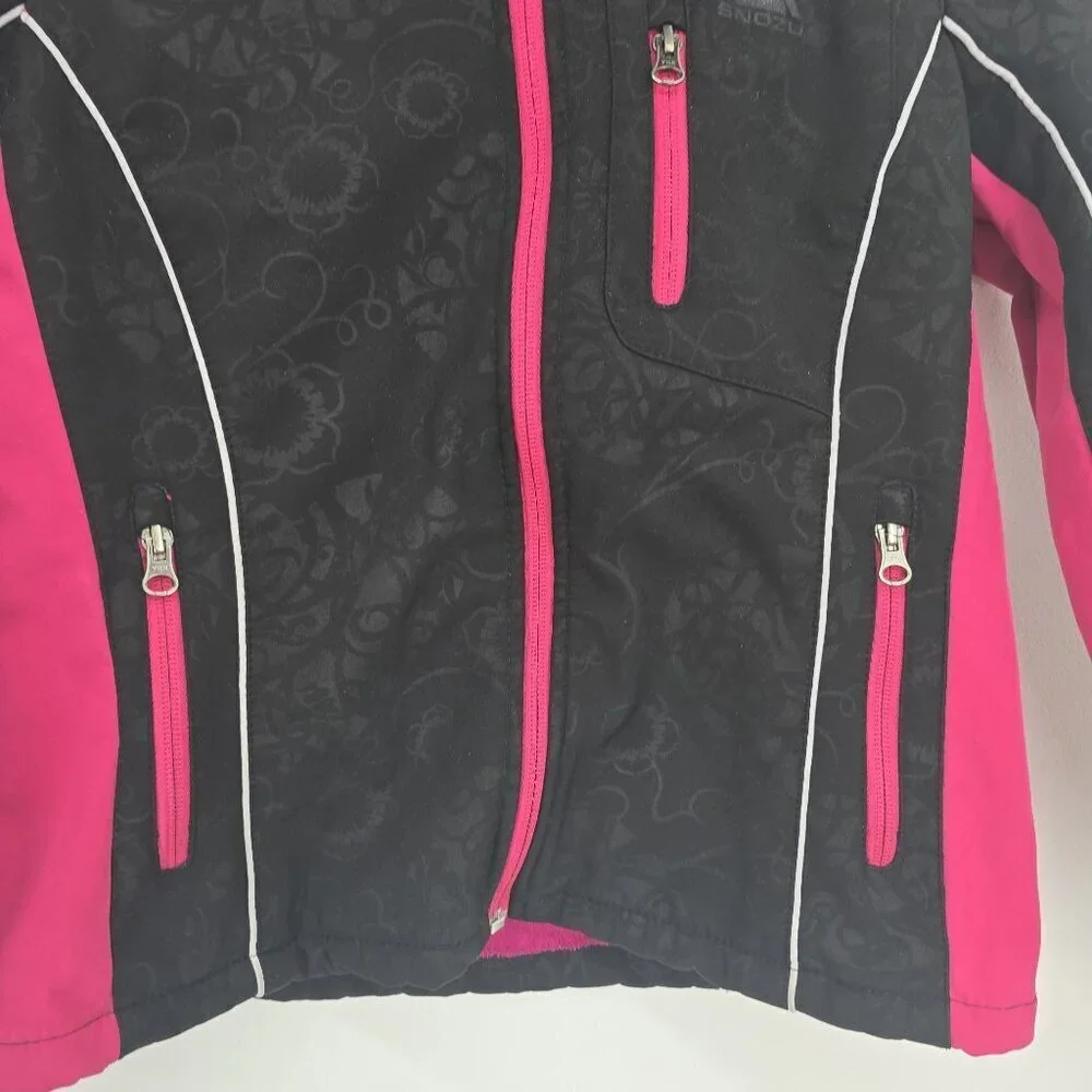 Snozu Black Pink Water Repellant Snow Coat Sherpa Lined